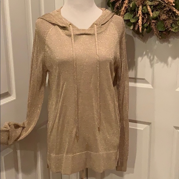 MICHAEL Michael Kors Sweaters - Michael Kors sheer gold hoodie w see thru sleeves